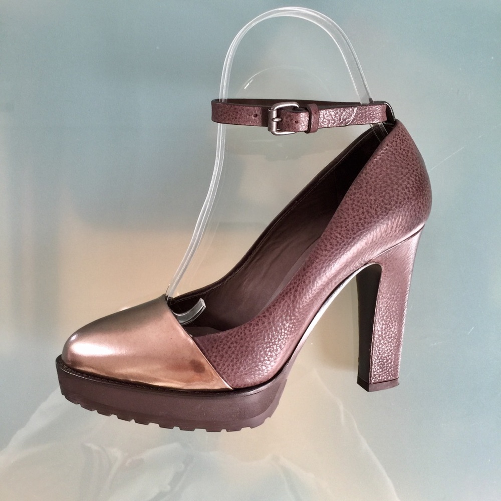 SALE!! NWT BRUNELLO CUCINELLI LUGSOLE HIGH-HEEL MARY JANE WITH METALLIC CAP-TOE